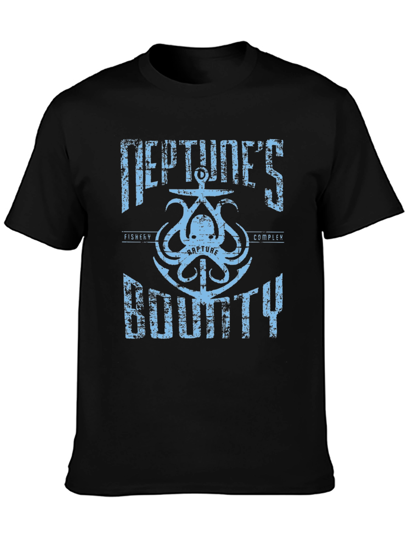 Camiseta Negra con Diseño de Neptuno BioShock