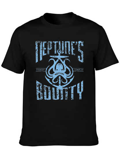 Camiseta Negra con Diseño de Neptuno BioShock
