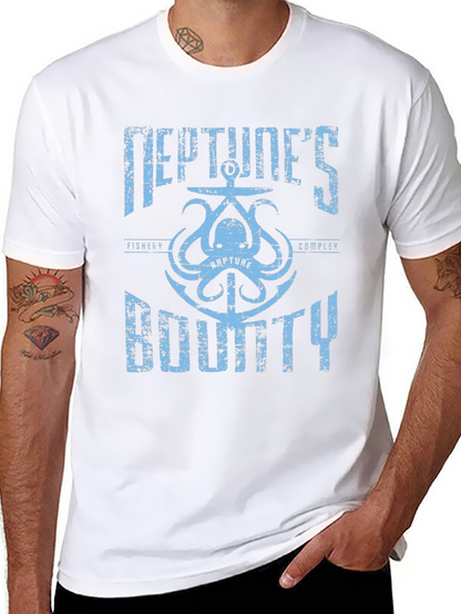 Camiseta Negra con Diseño de Neptuno BioShock