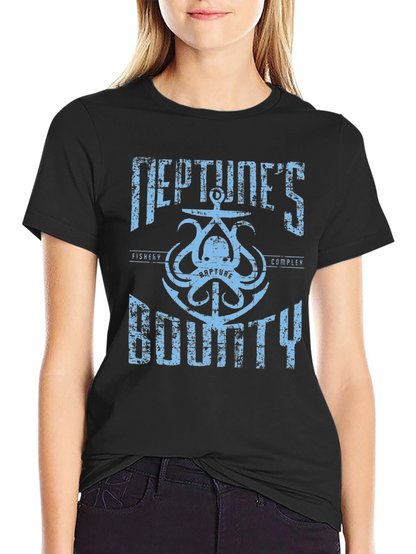 Camiseta Negra con Diseño de Neptuno BioShock