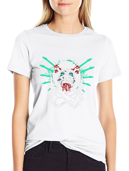 Camiseta Negra con Diseño de Calavera Rockera