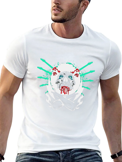 Camiseta Negra con Diseño de Calavera Rockera