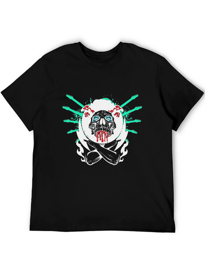 Camiseta Negra con Diseño de Calavera Rockera