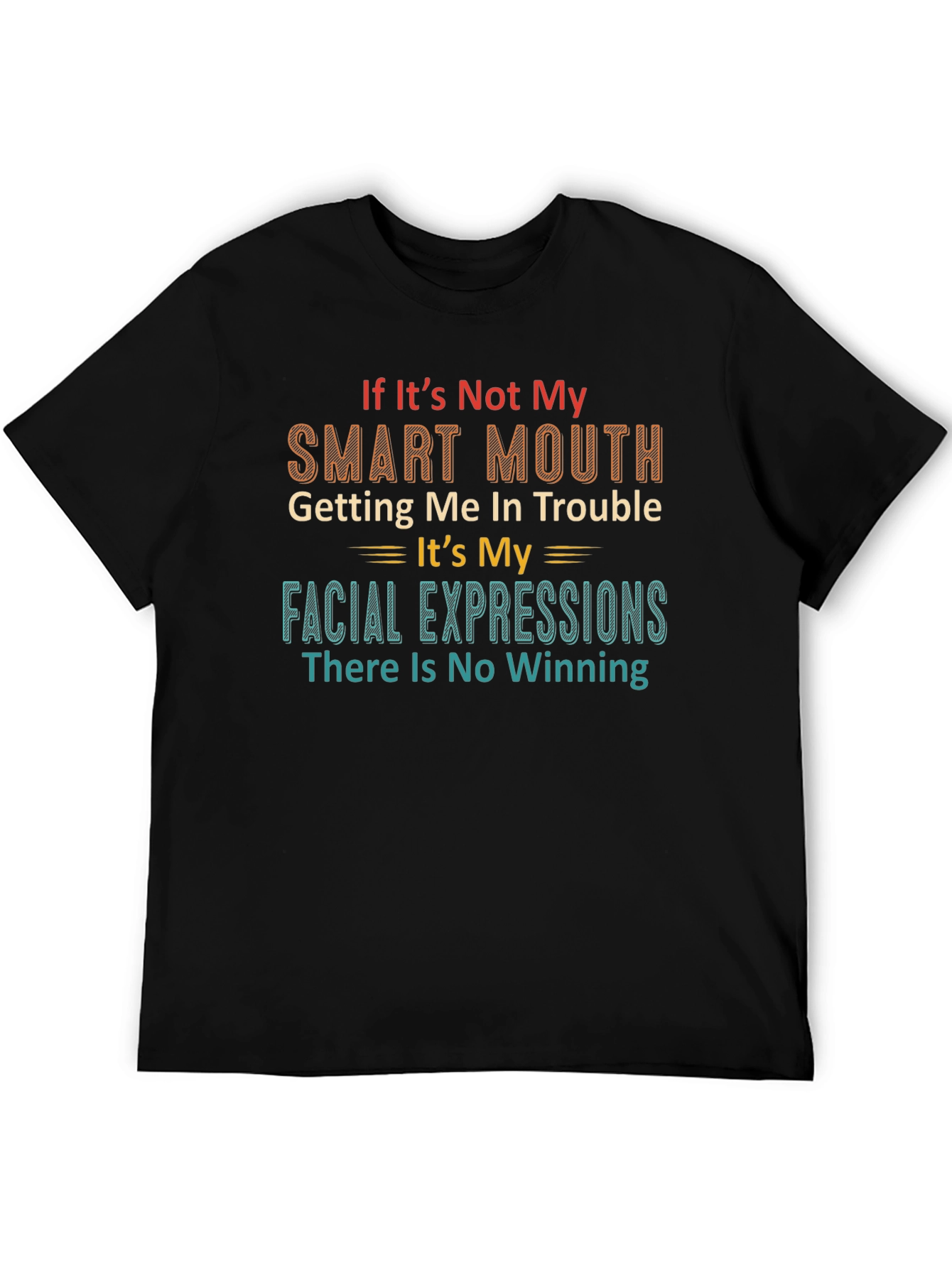 Camiseta Negra: Boca Inteligente y Expresiones Faciales
