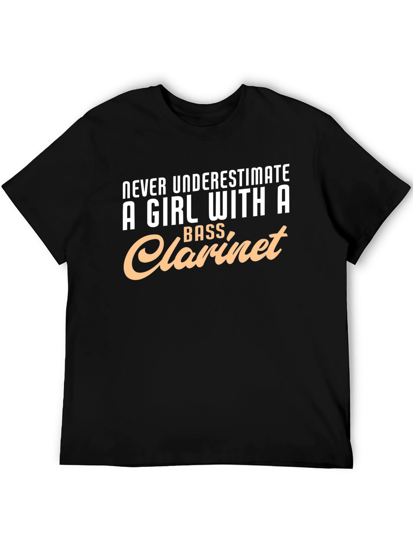 Camiseta Negra: Chica con Clarinete Bajo - ¡No Subestimes!