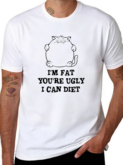Camiseta Negra con Diseño de Gato y Frase Divertida
