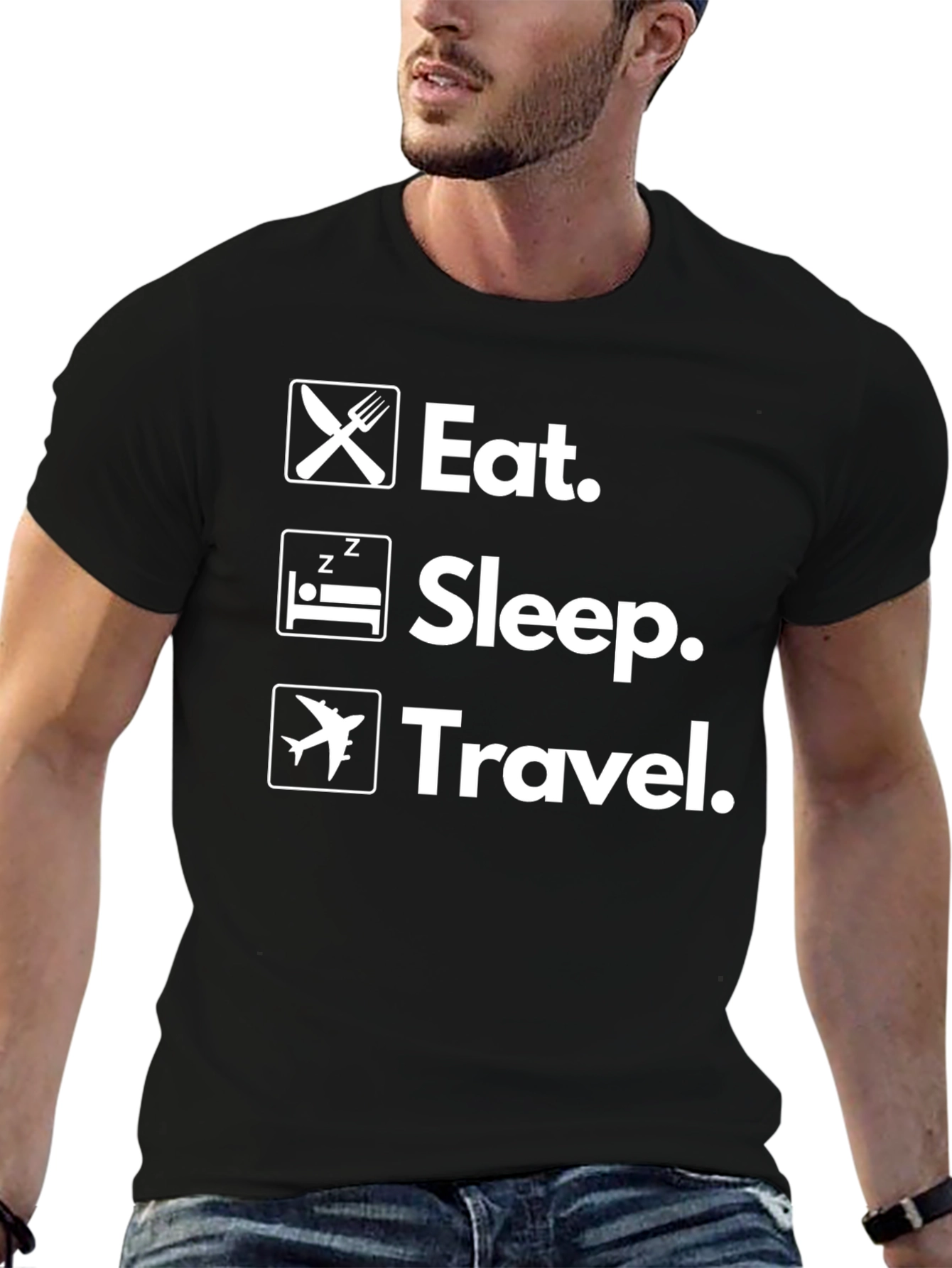 Camiseta Negra: Come Duerme Viaja