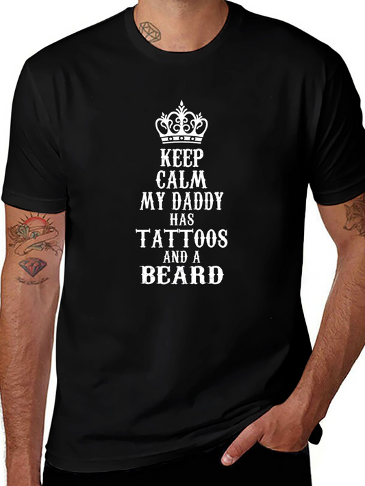 Camiseta Negra: Mi Papá Tiene Tatuajes y Barba
