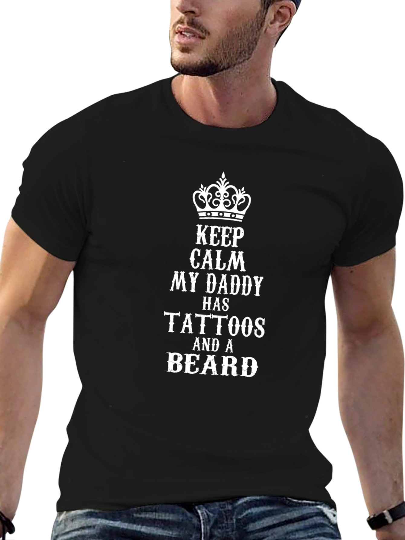 Camiseta Negra: Mi Papá Tiene Tatuajes y Barba