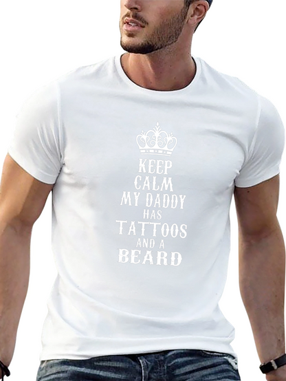 Camiseta Negra: Mi Papá Tiene Tatuajes y Barba