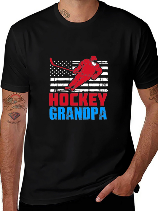 Camiseta Negra Hockey Abuelo Diseño Patriótico
