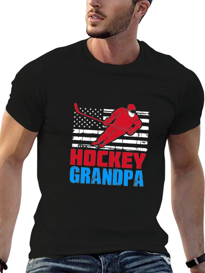 Camiseta Negra Hockey Abuelo Diseño Patriótico