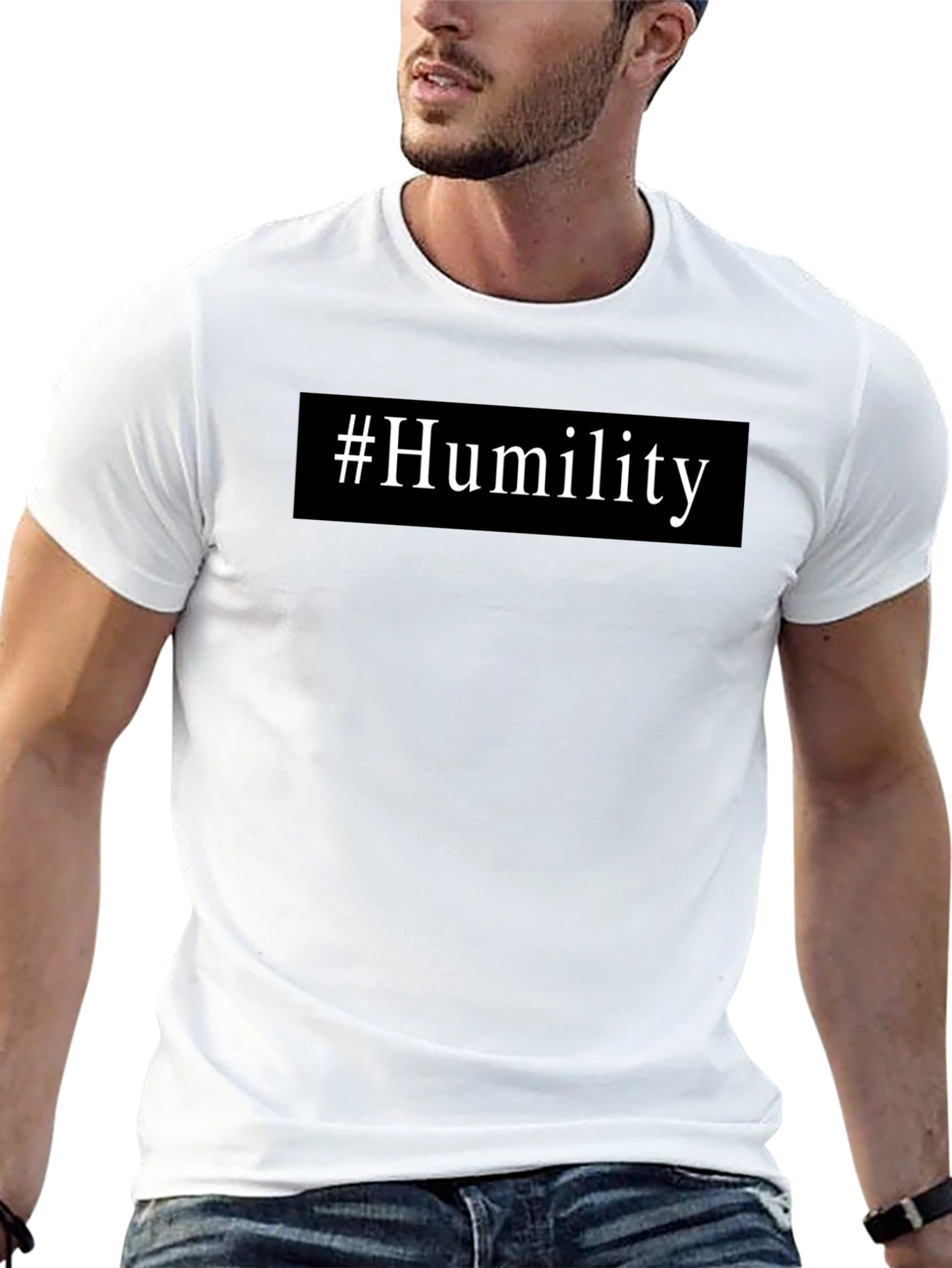 Camiseta Negra #Humildad Casual Hombre