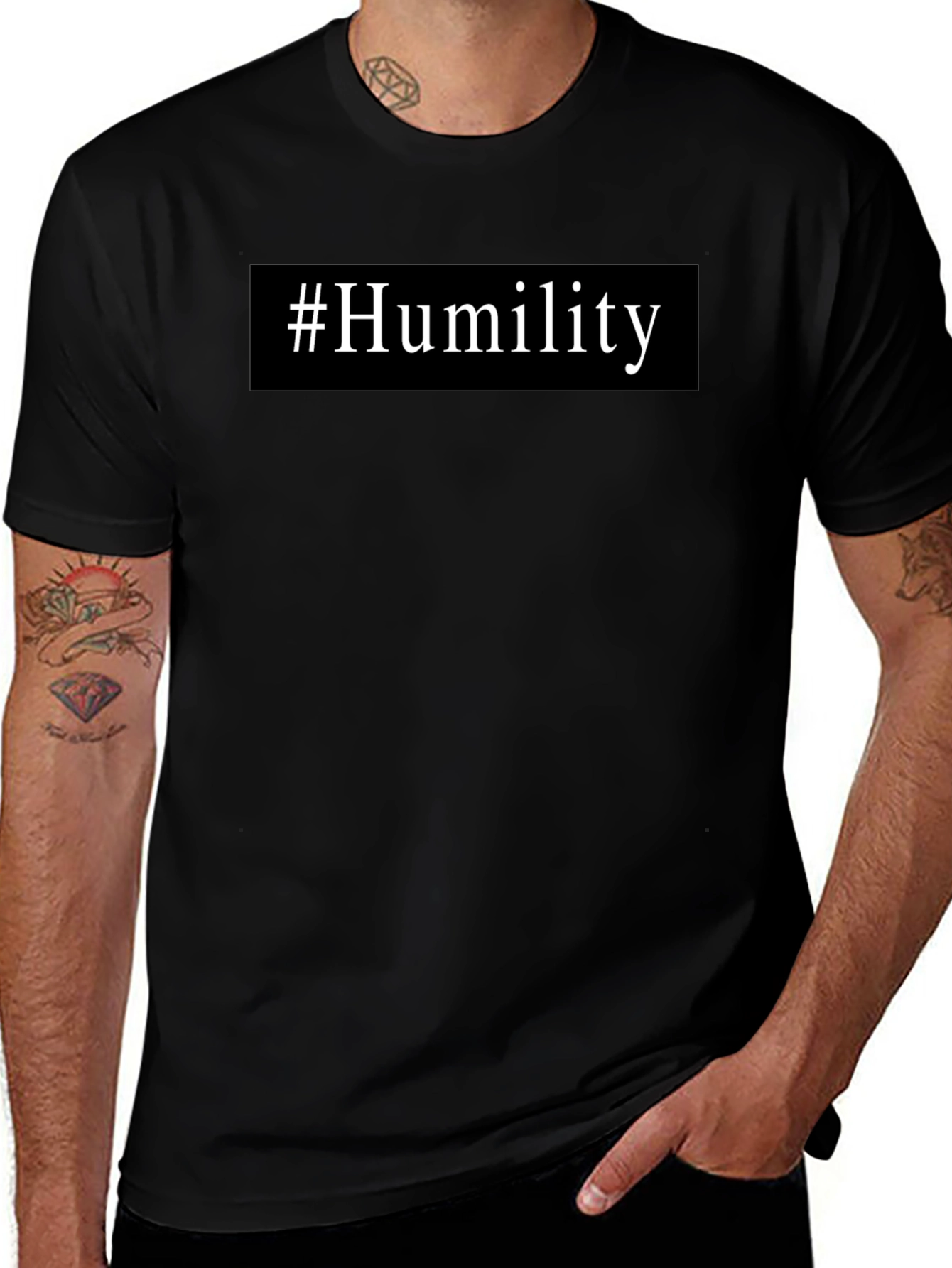 Camiseta Negra #Humildad Casual Hombre