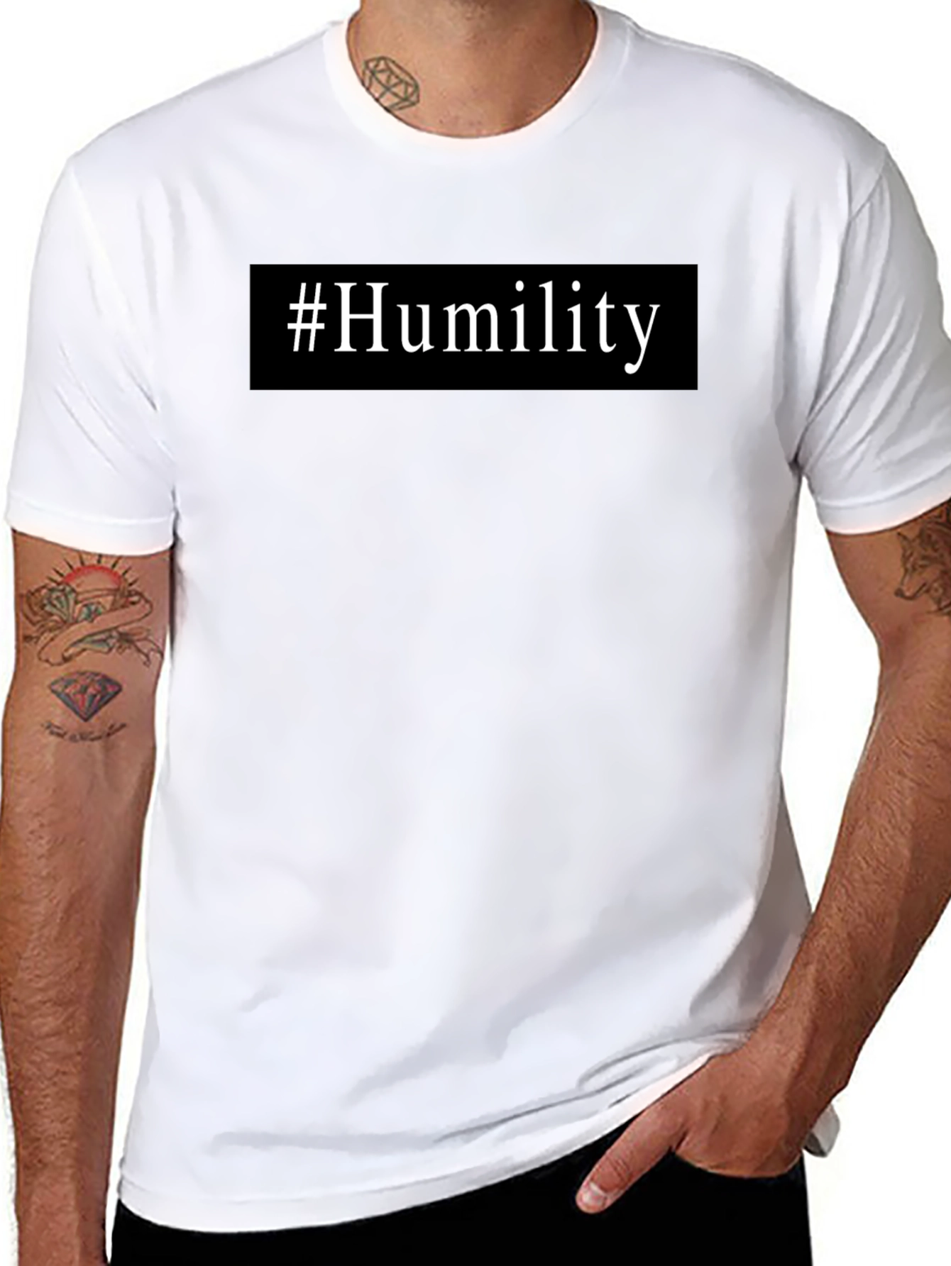 Camiseta Negra #Humildad Casual Hombre