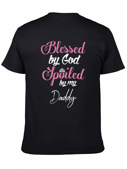 Camiseta Negra Blessed by God Spoiled by my Daddy