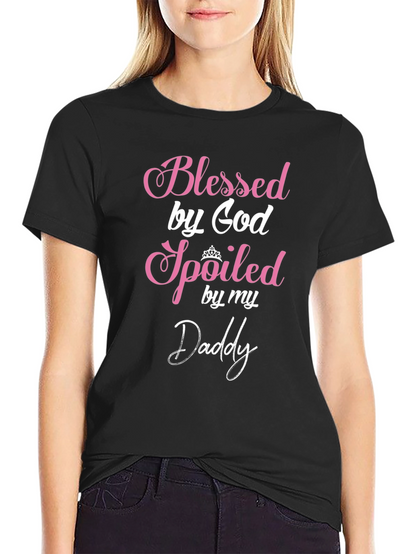Camiseta Negra Blessed by God Spoiled by my Daddy