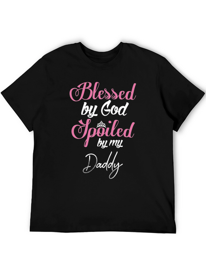 Camiseta Negra Blessed by God Spoiled by my Daddy