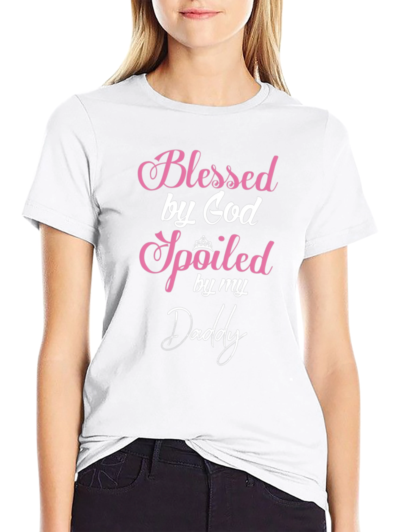 Camiseta Negra Blessed by God Spoiled by my Daddy