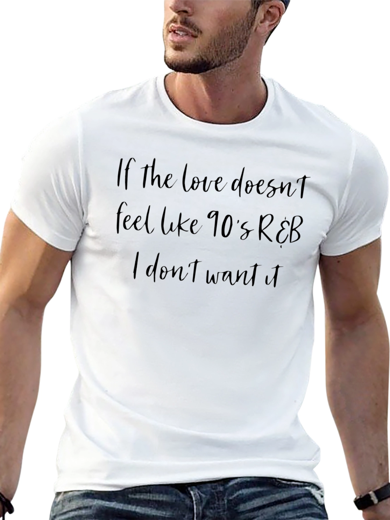 Camiseta Negra con Frase Nostálgica R&B de los 90
