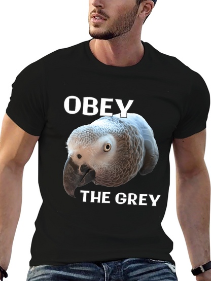 Camiseta Negra Obey The Grey con Loro Africano