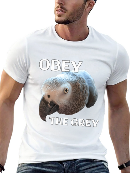 Camiseta Negra Obey The Grey con Loro Africano