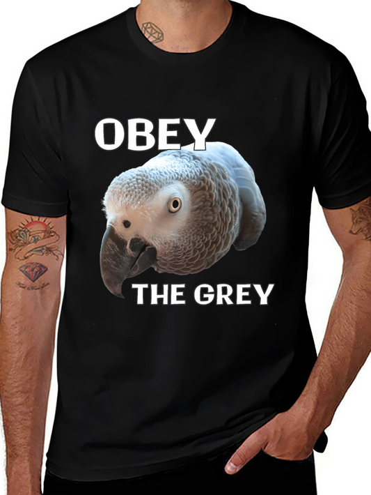 Camiseta Negra Obey The Grey con Loro Africano