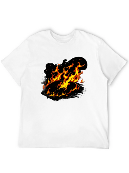 Camiseta Negra con Diseño de Fuego Ardiente