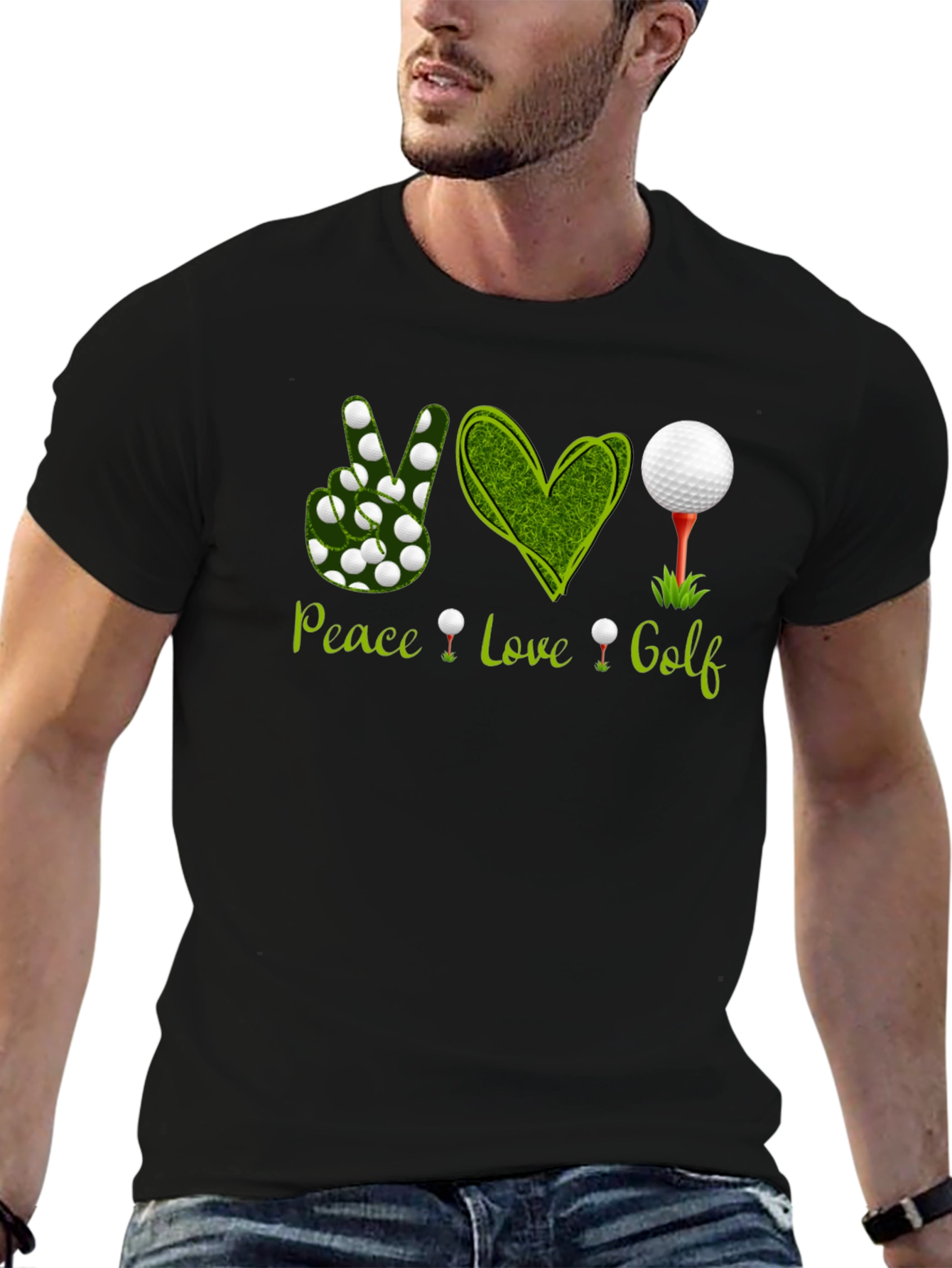 Camiseta Negra Peace Love Golf