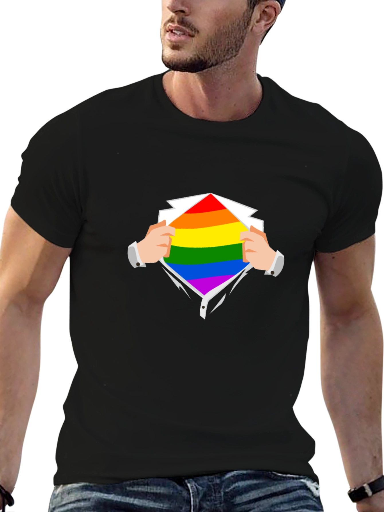 Camiseta Negra con Diseño de Orgullo LGBT