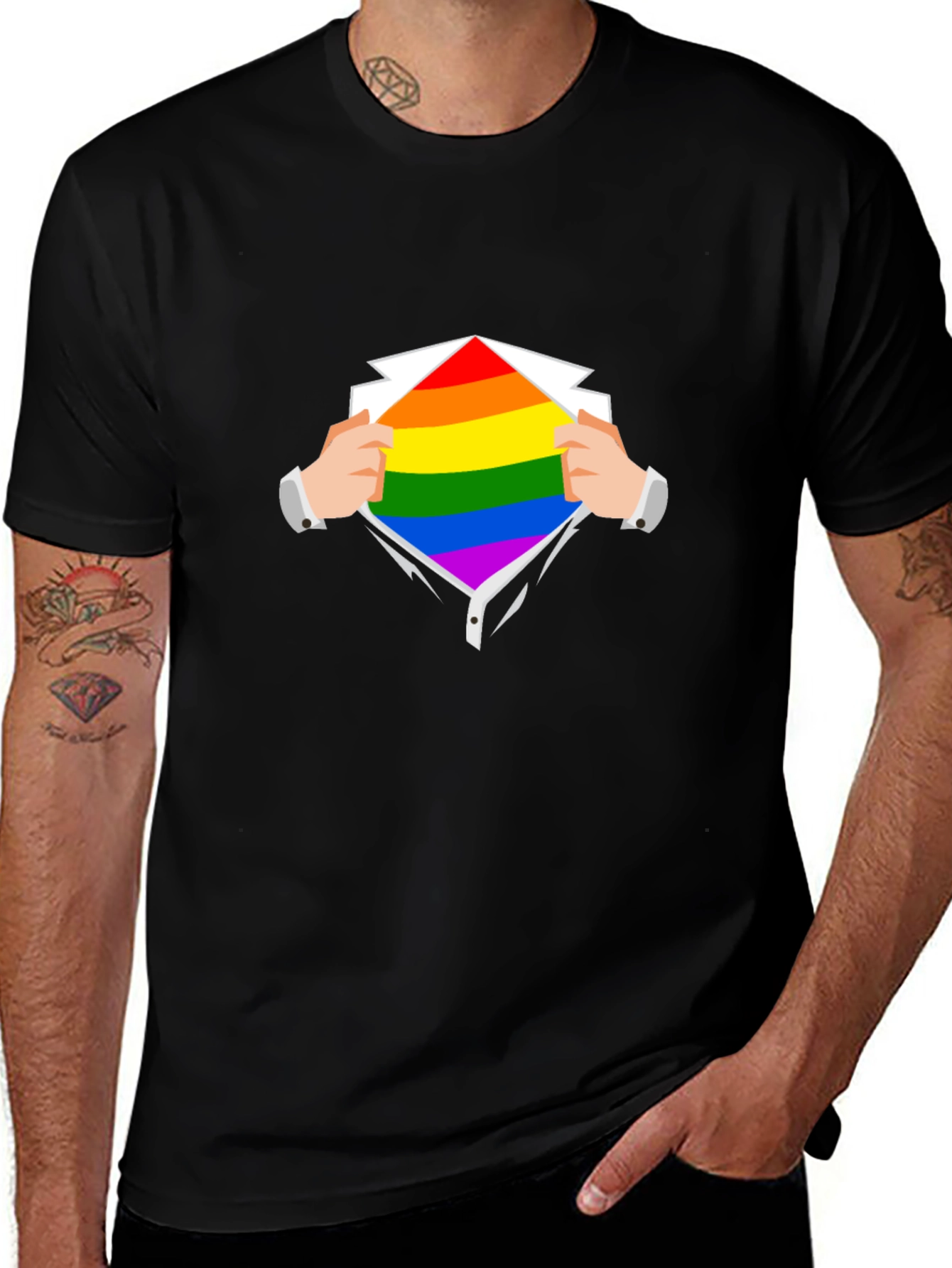 Camiseta Negra con Diseño de Orgullo LGBT