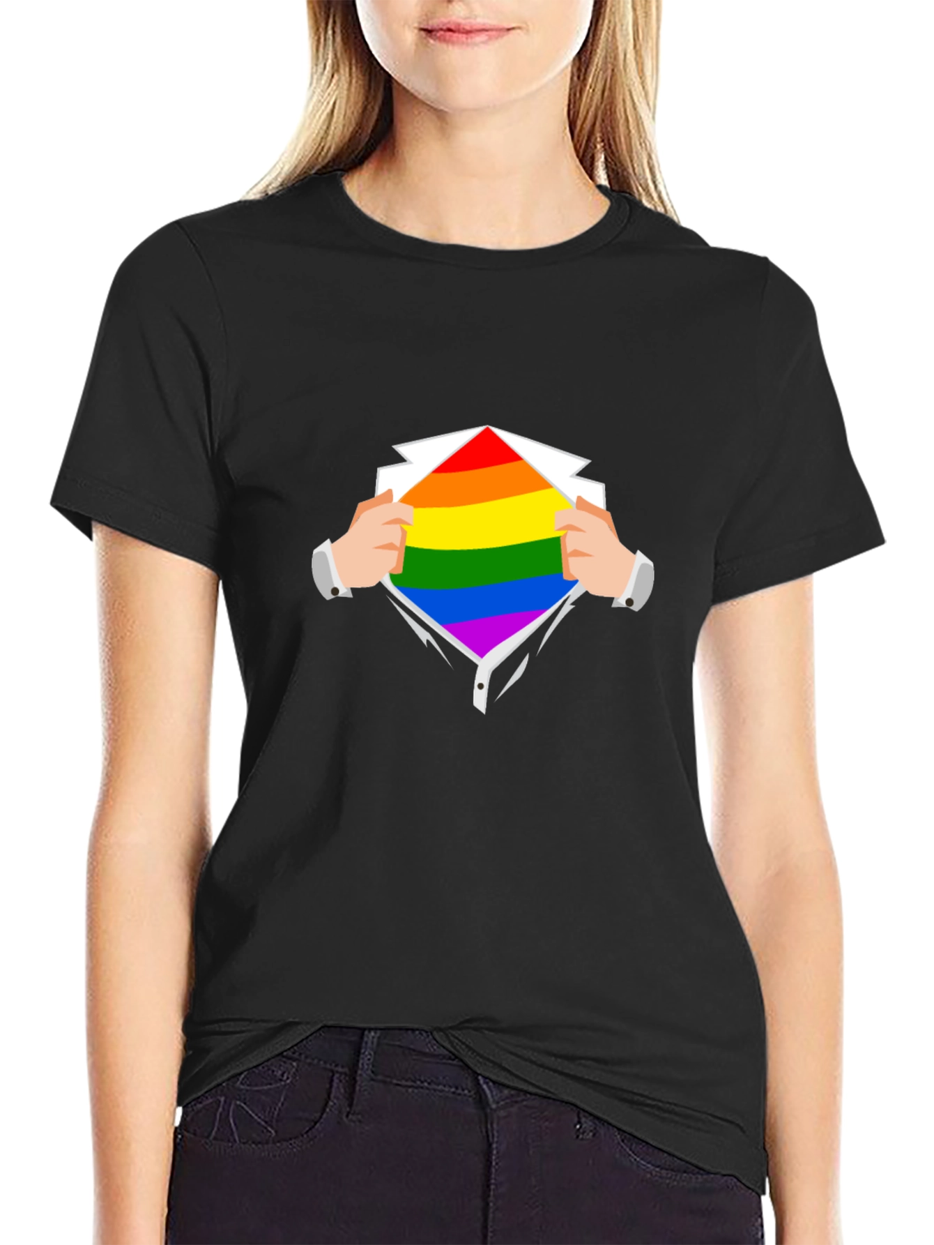 Camiseta Negra con Diseño de Orgullo LGBT