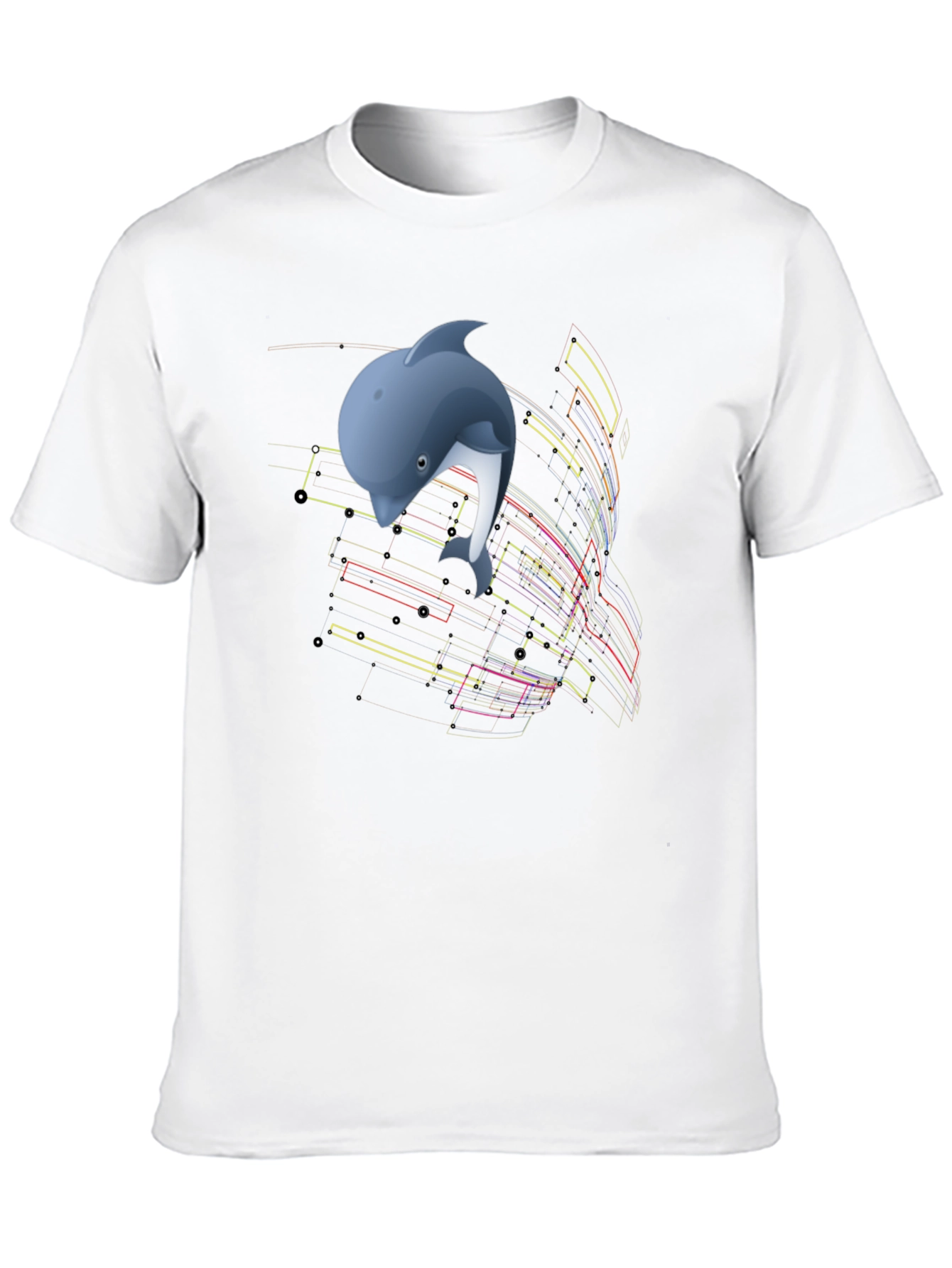 Camiseta Negra con Diseño de Delfín Abstracto