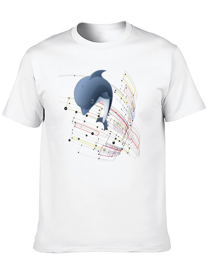 Camiseta Negra con Diseño de Delfín Abstracto