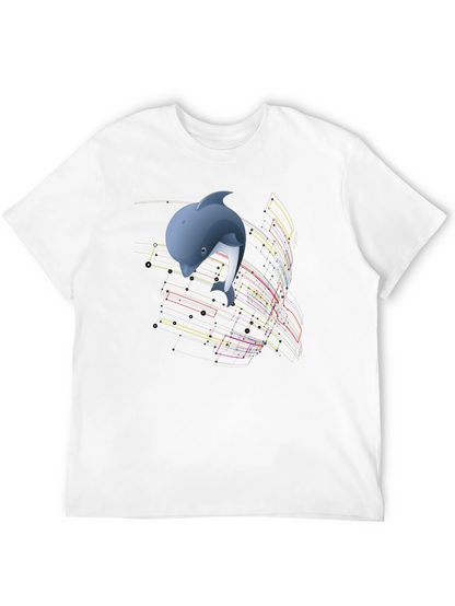 Camiseta Negra con Diseño de Delfín Abstracto