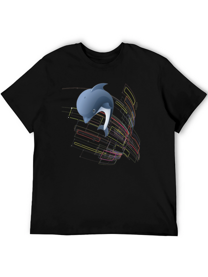 Camiseta Negra con Diseño de Delfín Abstracto