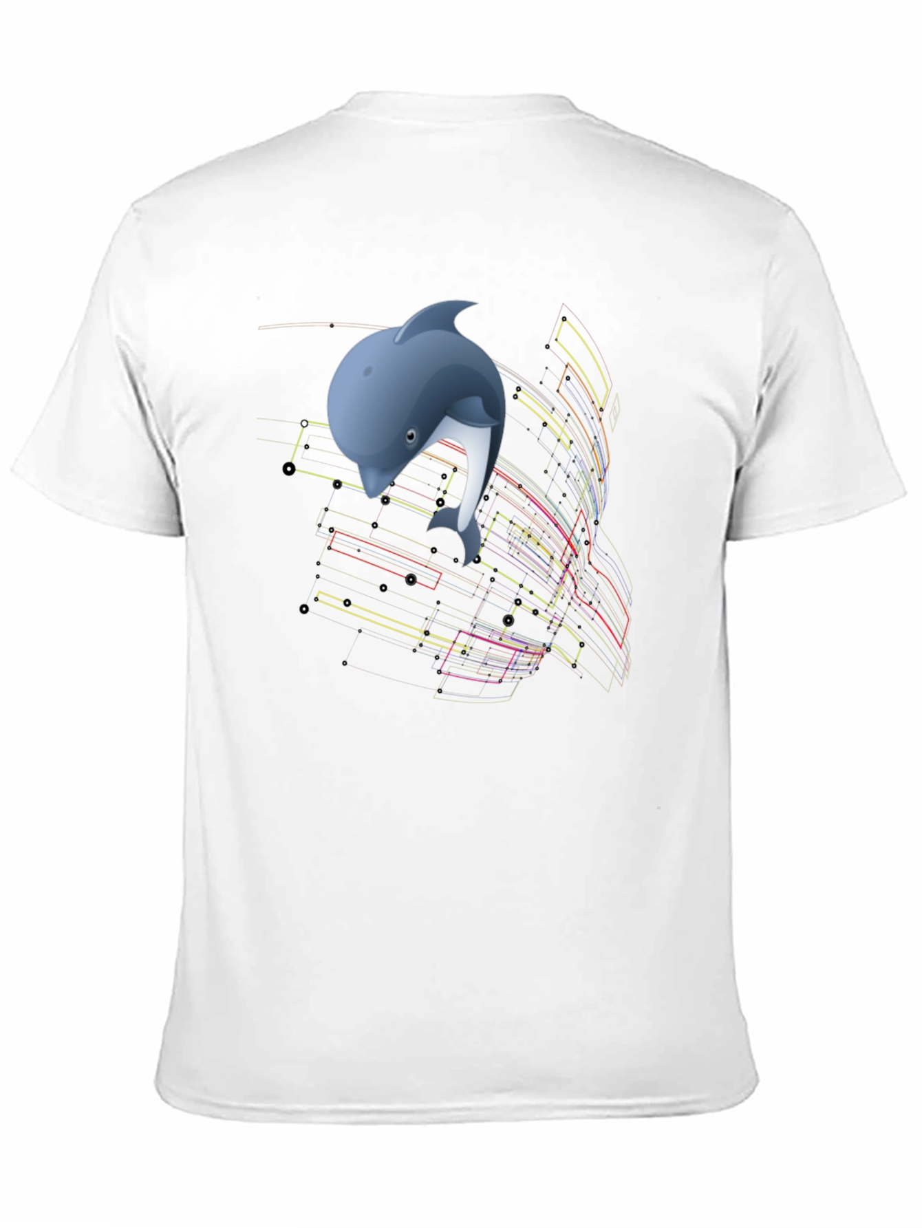 Camiseta Negra con Diseño de Delfín Abstracto