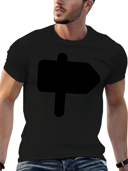 Camiseta Negra Señal de Dirección Hombre Casual