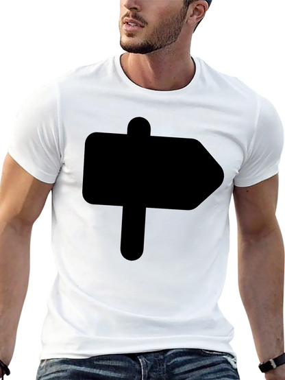 Camiseta Negra Señal de Dirección Hombre Casual