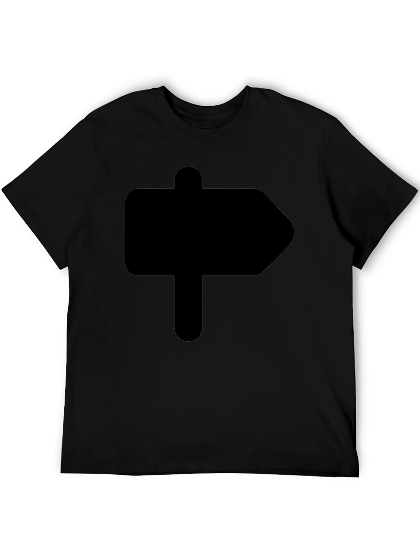 Camiseta Negra Señal de Dirección Hombre Casual