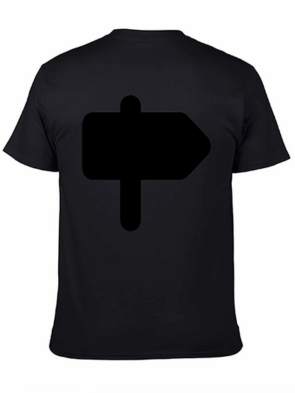 Camiseta Negra Señal de Dirección Hombre Casual
