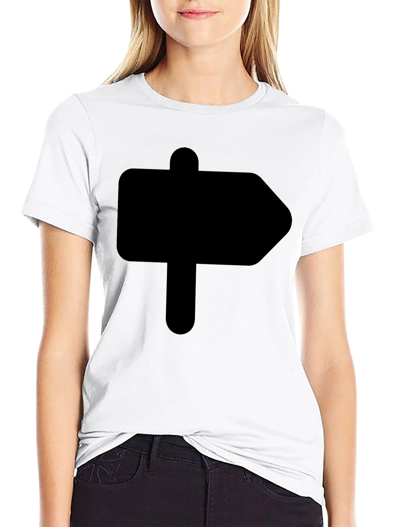 Camiseta Negra Señal de Dirección Hombre Casual