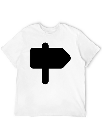 Camiseta Negra Señal de Dirección Hombre Casual