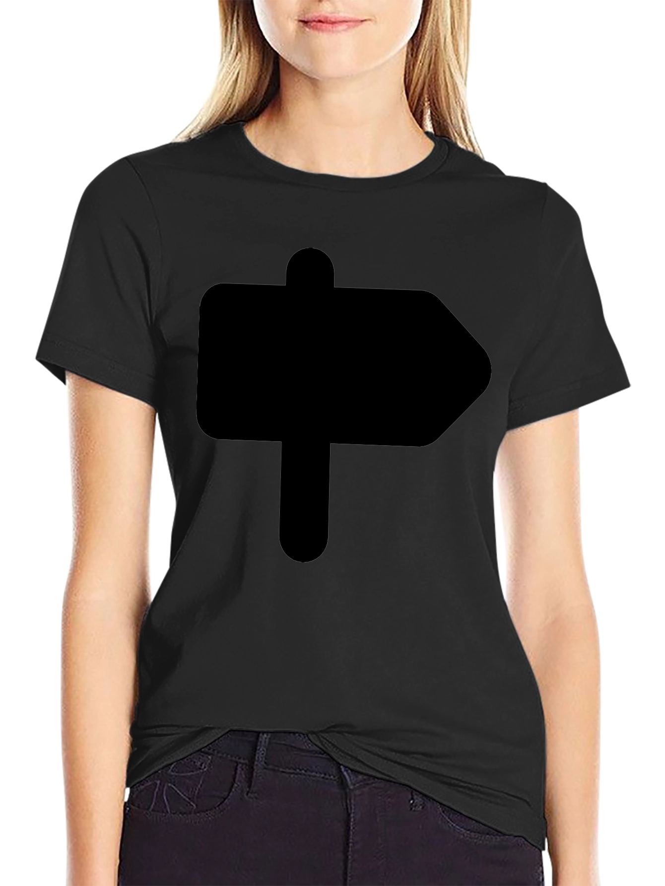Camiseta Negra Señal de Dirección Hombre Casual