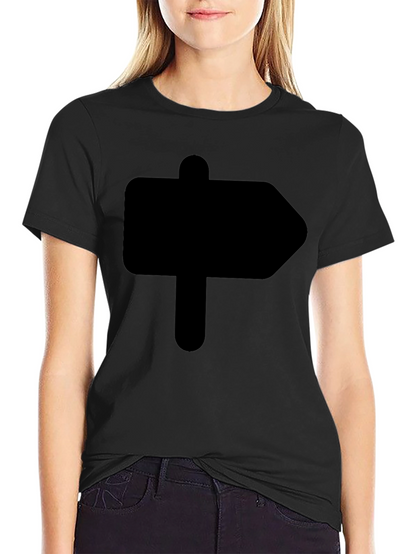 Camiseta Negra Señal de Dirección Hombre Casual