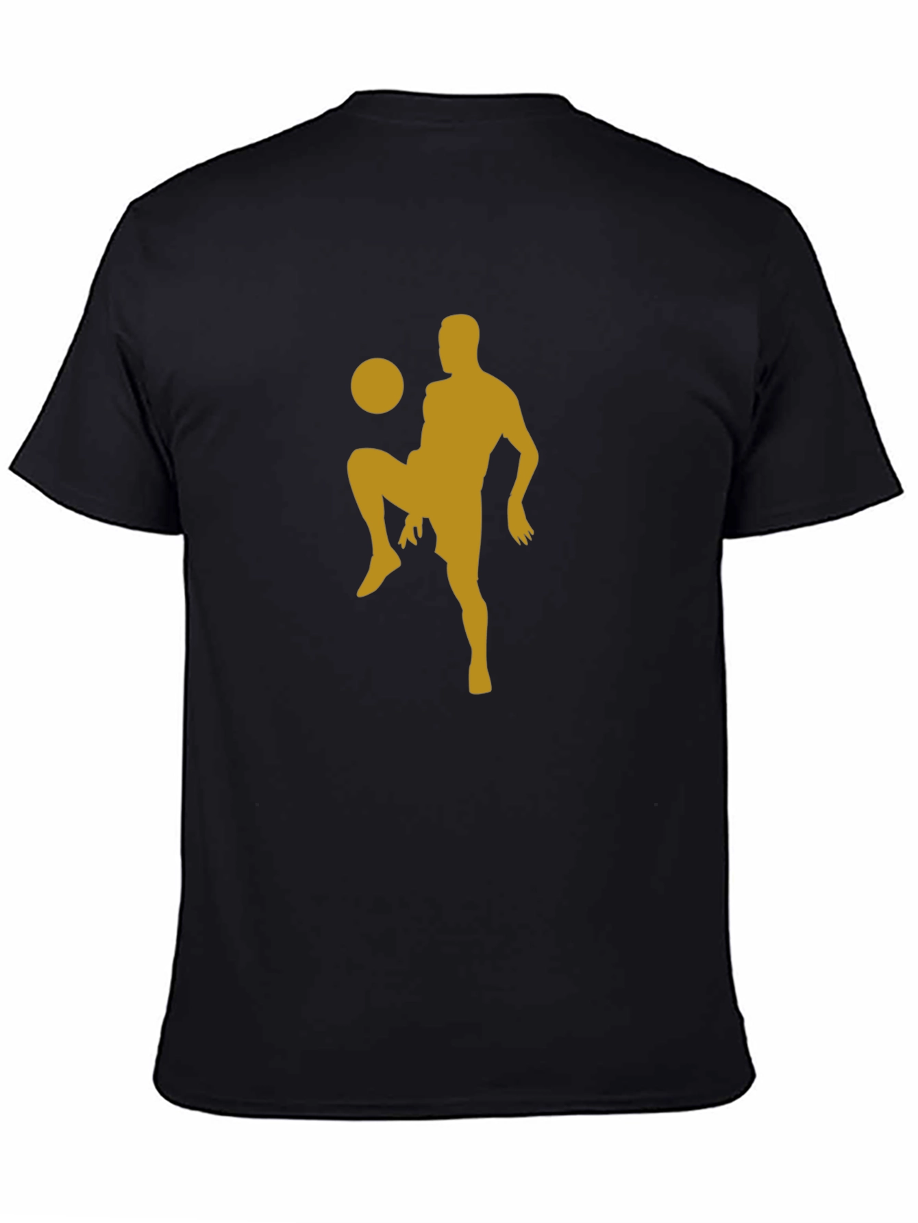 Camiseta Hombre Negra con Diseño Fútbol Dorado
