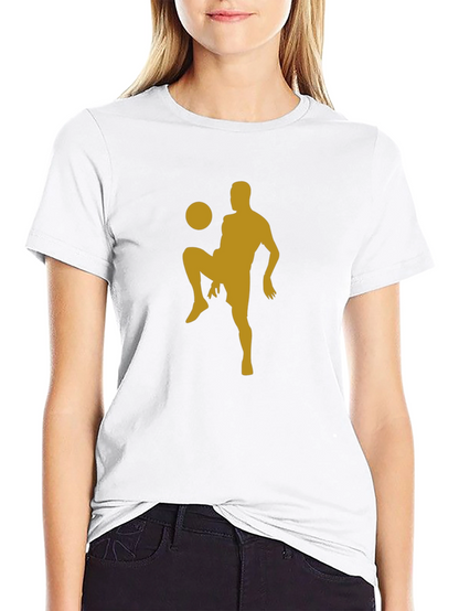 Camiseta Hombre Negra con Diseño Fútbol Dorado