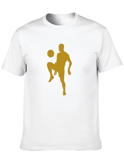 Camiseta Hombre Negra con Diseño Fútbol Dorado