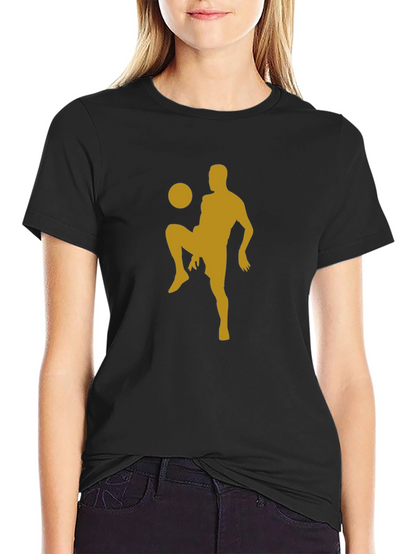 Camiseta Hombre Negra con Diseño Fútbol Dorado