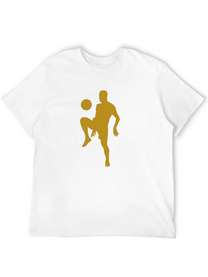 Camiseta Hombre Negra con Diseño Fútbol Dorado